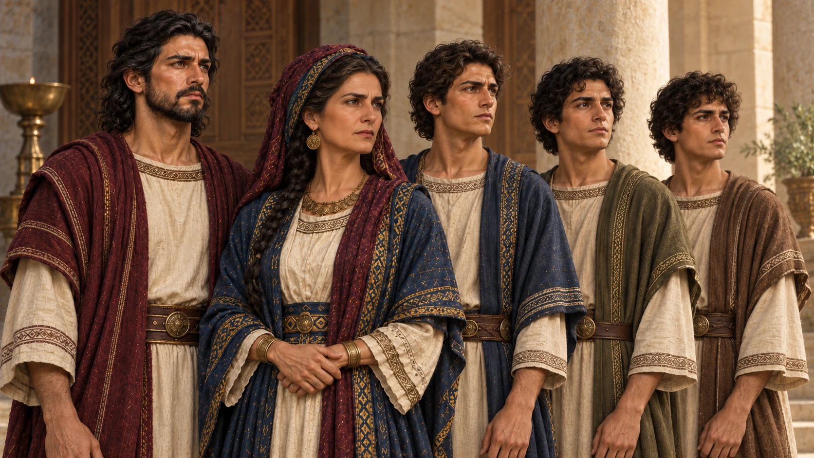 Maacah and her four sons appear in a genealogical family portrait.