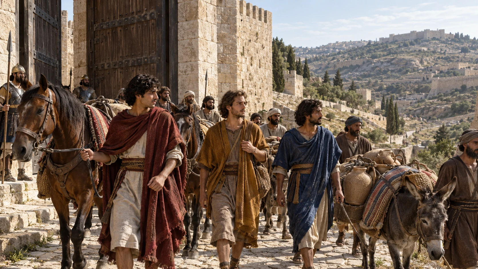 Royal sons leave for fortified towns with attendants and abundant provisions.