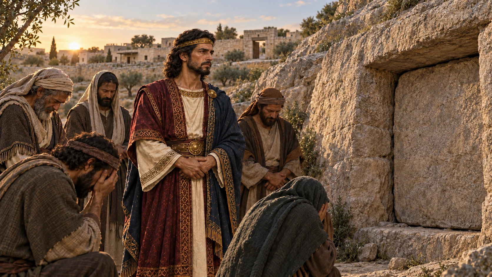 Abijah stands crowned beside Rehoboam’s closed tomb as the next king of Judah.