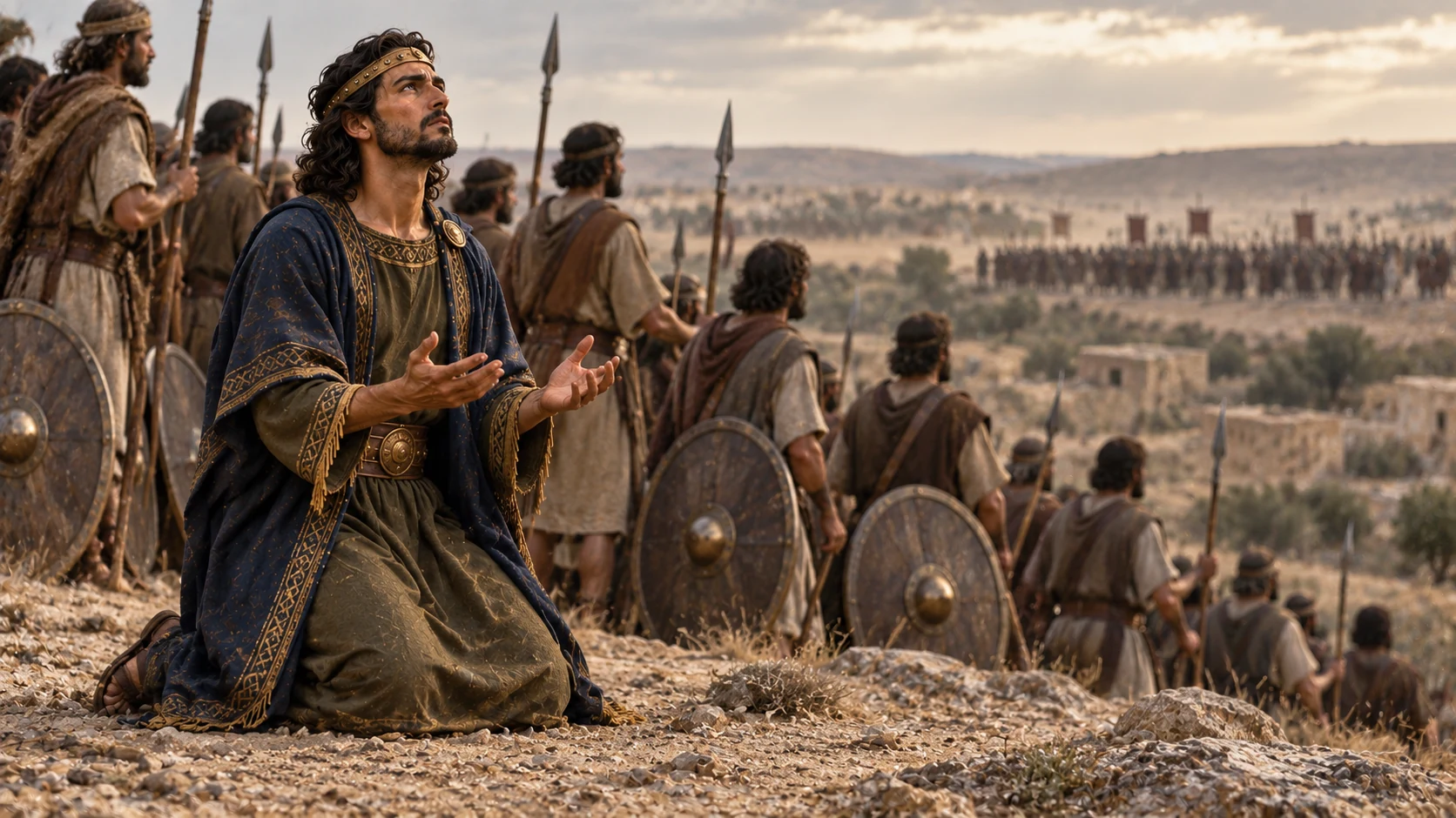 Asa kneels and cries out to Yahweh, declaring reliance against the multitude.