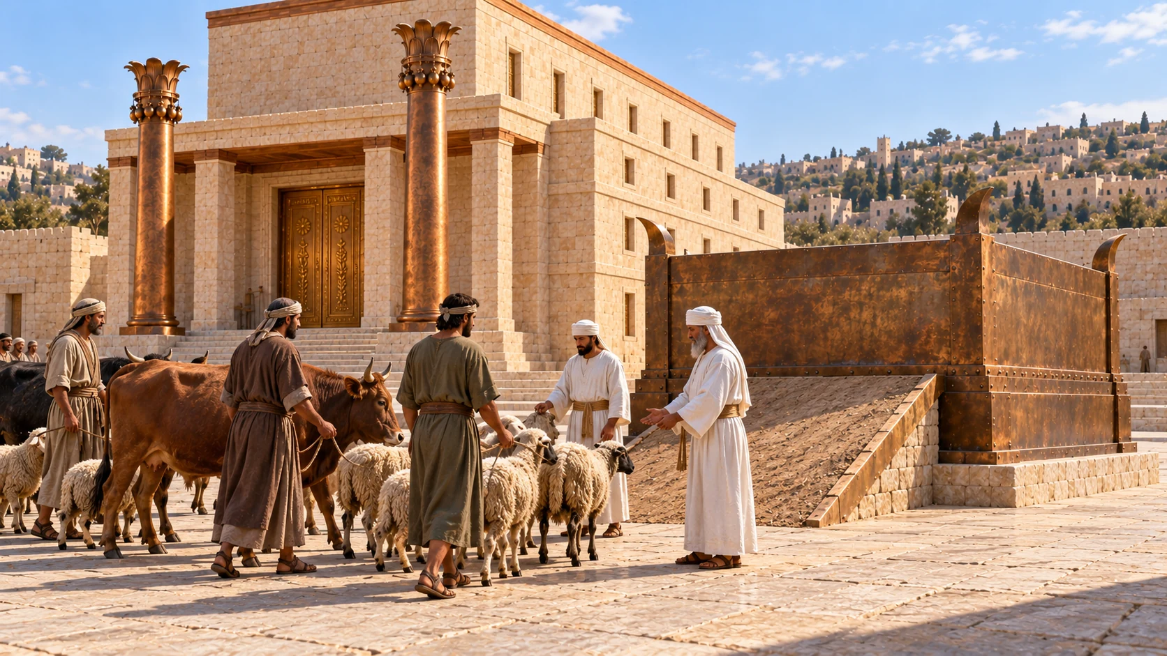 The people offer cattle and sheep from the spoil they have brought.