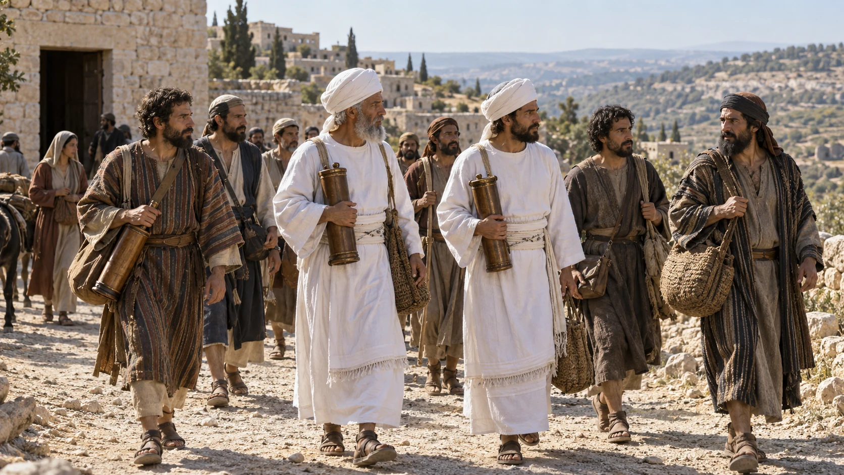 Levites and priests accompany the teaching officials.