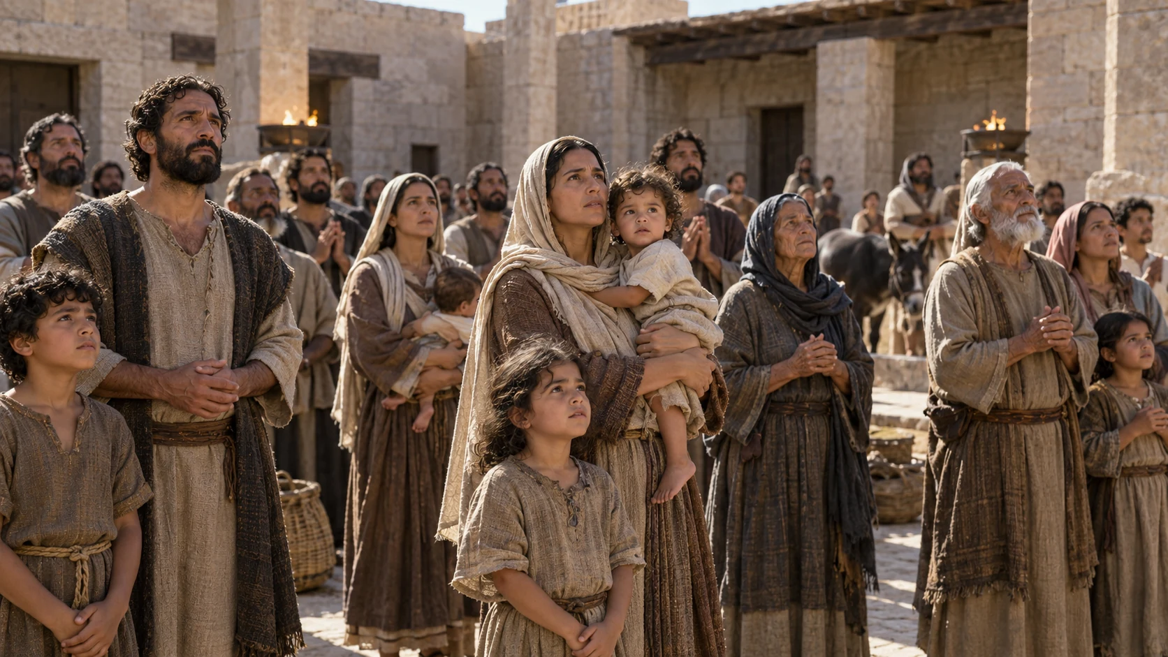 Judah stands together with wives and children.