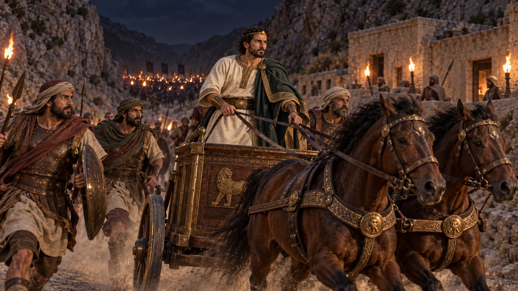 Jehoram strikes the Edomites who surround his chariots.