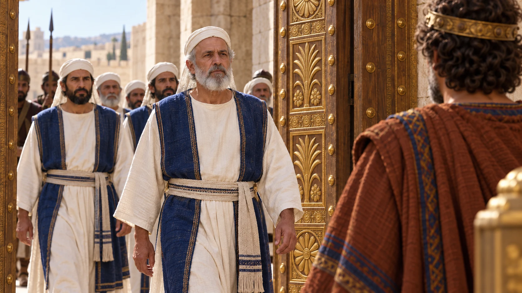 Azariah leads priests into the sanctuary after Uzziah.