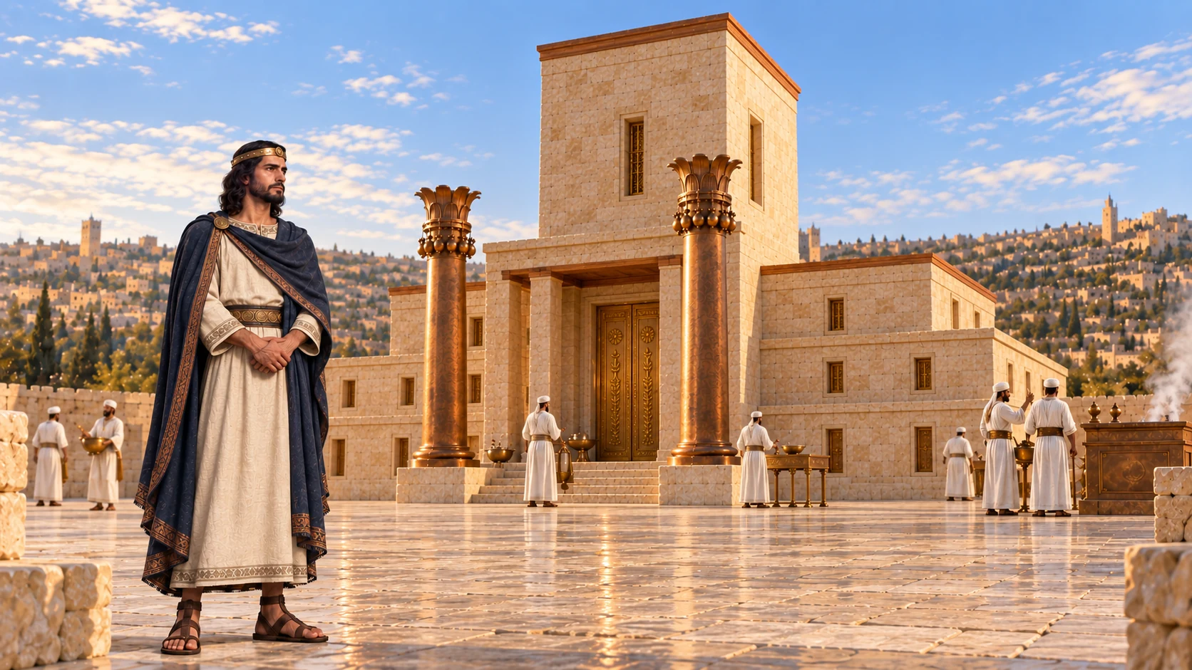 Jotham acts rightly and remains outside the temple sanctuary.