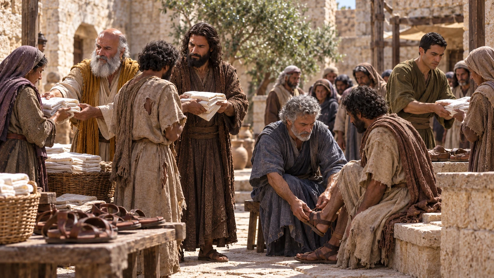 Ephraim’s leaders clothe the captives and give them sandals.