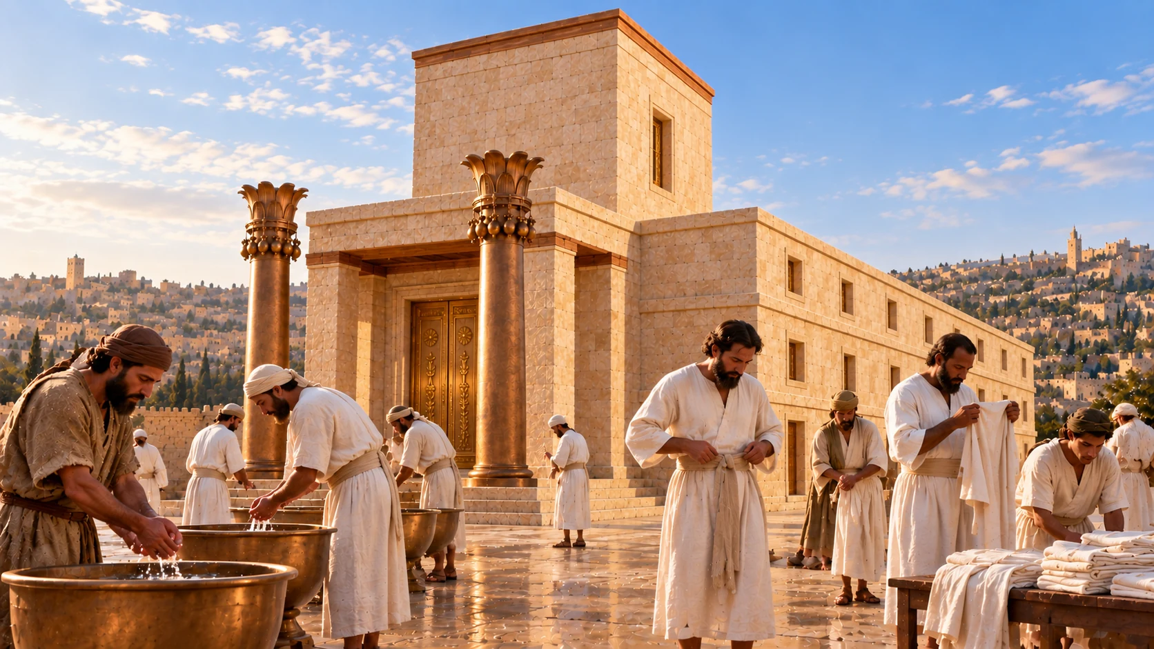 The Levites consecrate themselves and begin cleansing the temple.