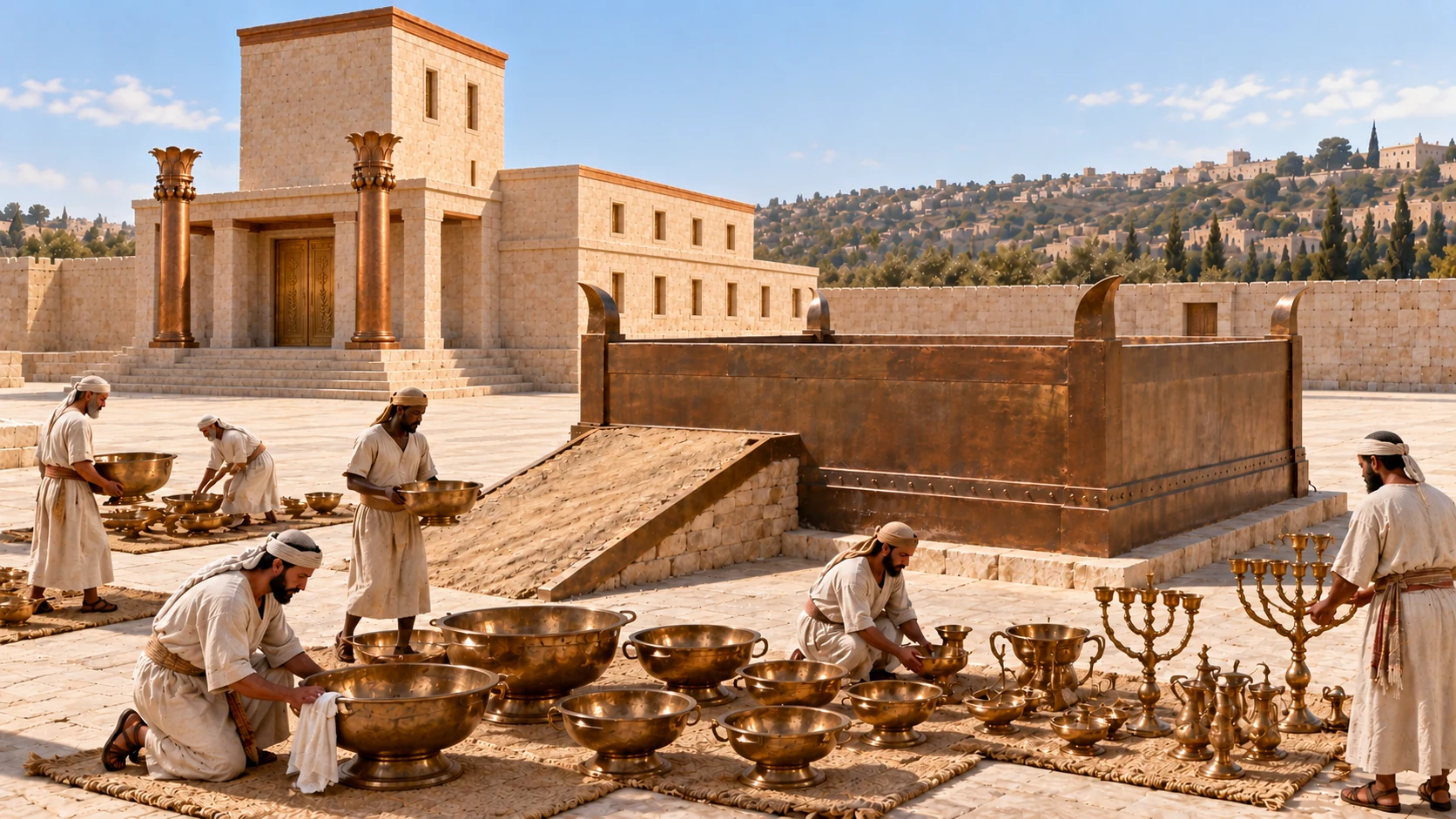 The vessels cast aside by Ahaz are prepared and consecrated.