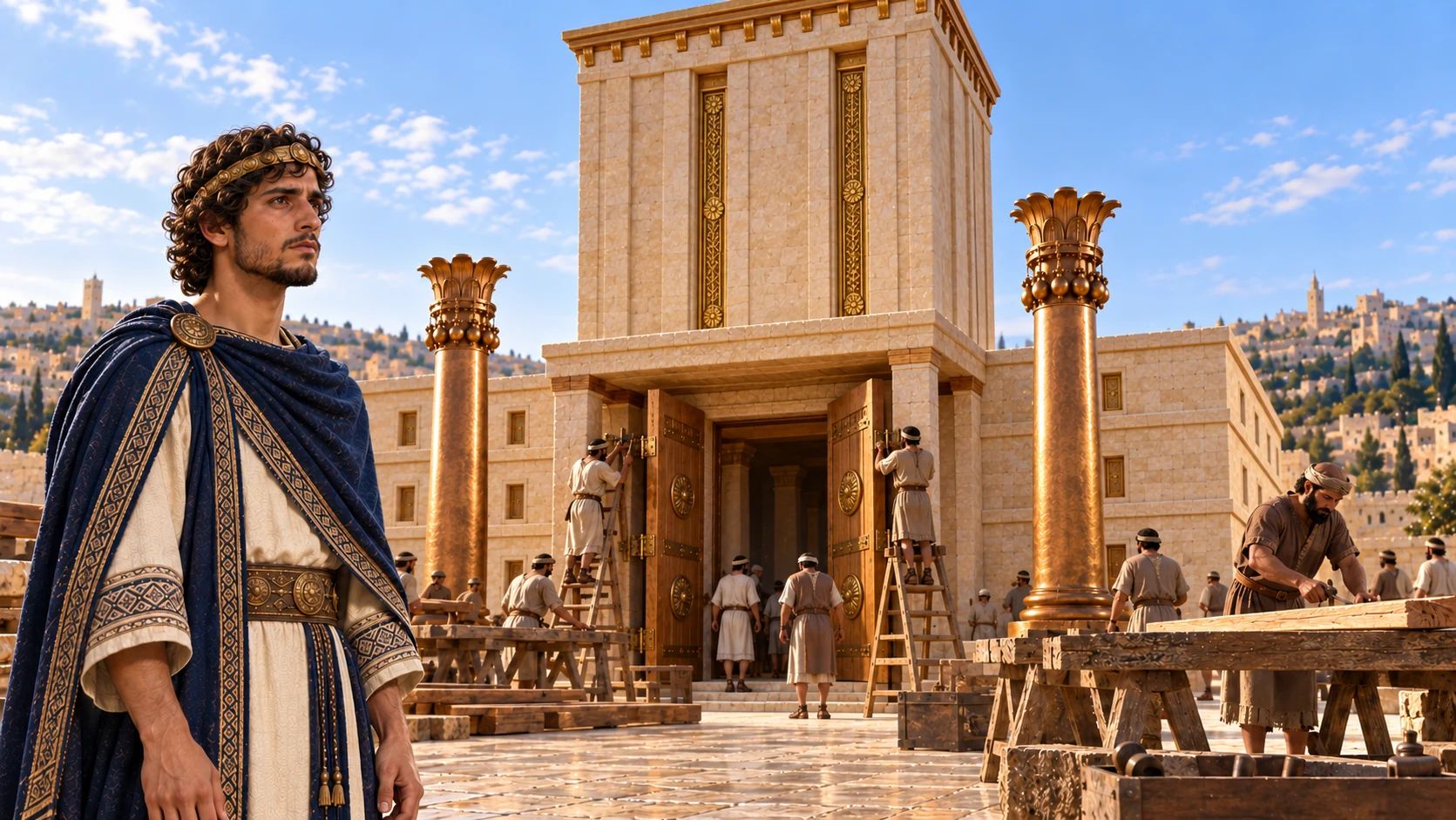 Hezekiah opens and repairs the temple doors in his first month.