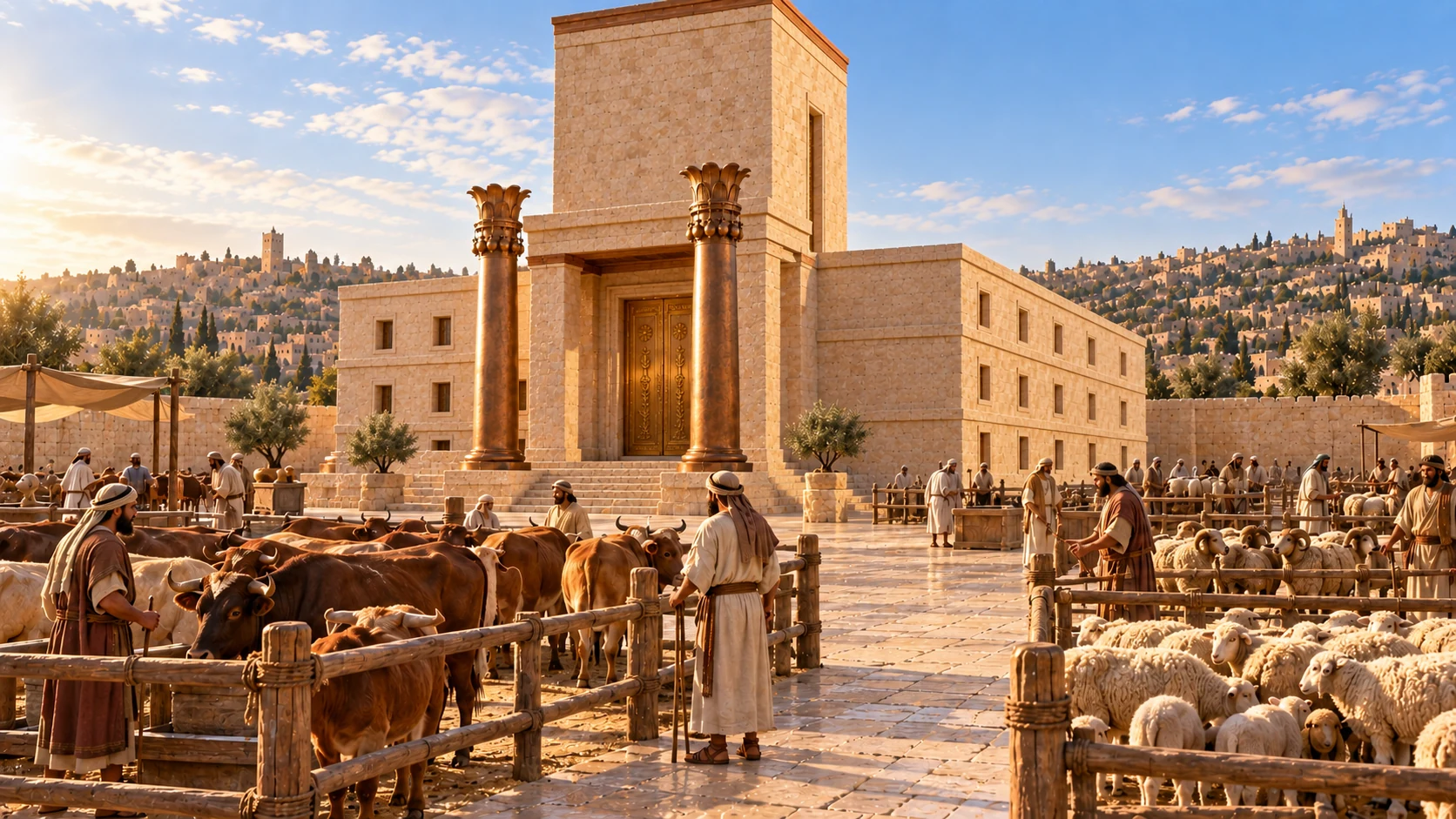 The people bring abundant cattle, rams, lambs, and sheep.