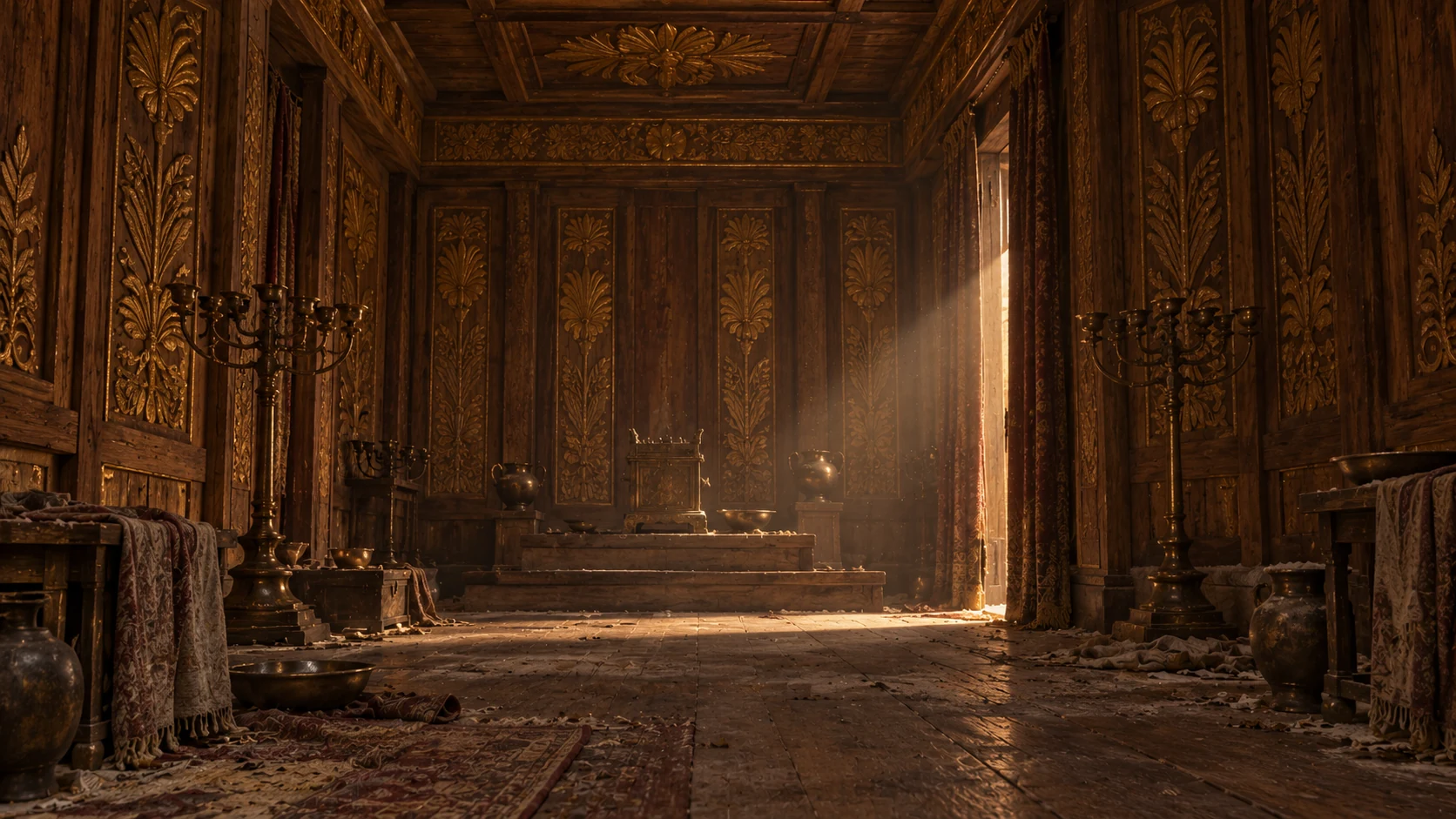 The king recalls abandoned worship, extinguished lamps, and closed doors.