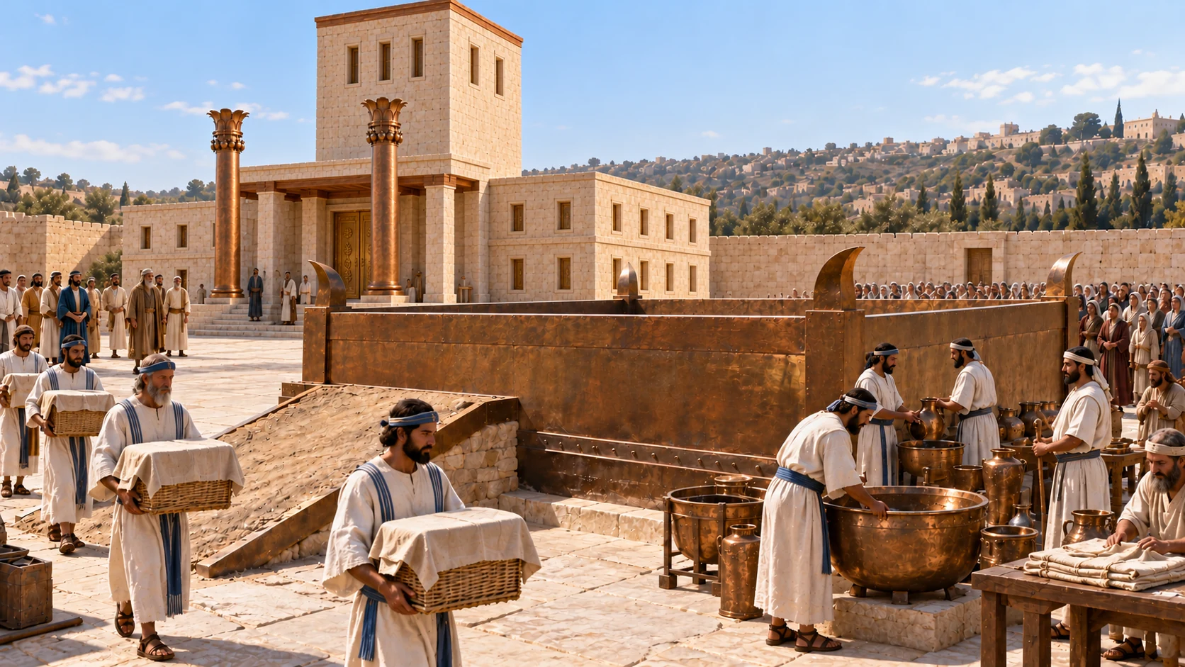The Levites prepare the Passover offerings for those who are not clean.