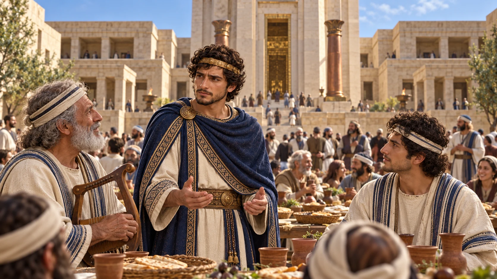 Hezekiah encourages the Levites as the people feast and give thanks.
