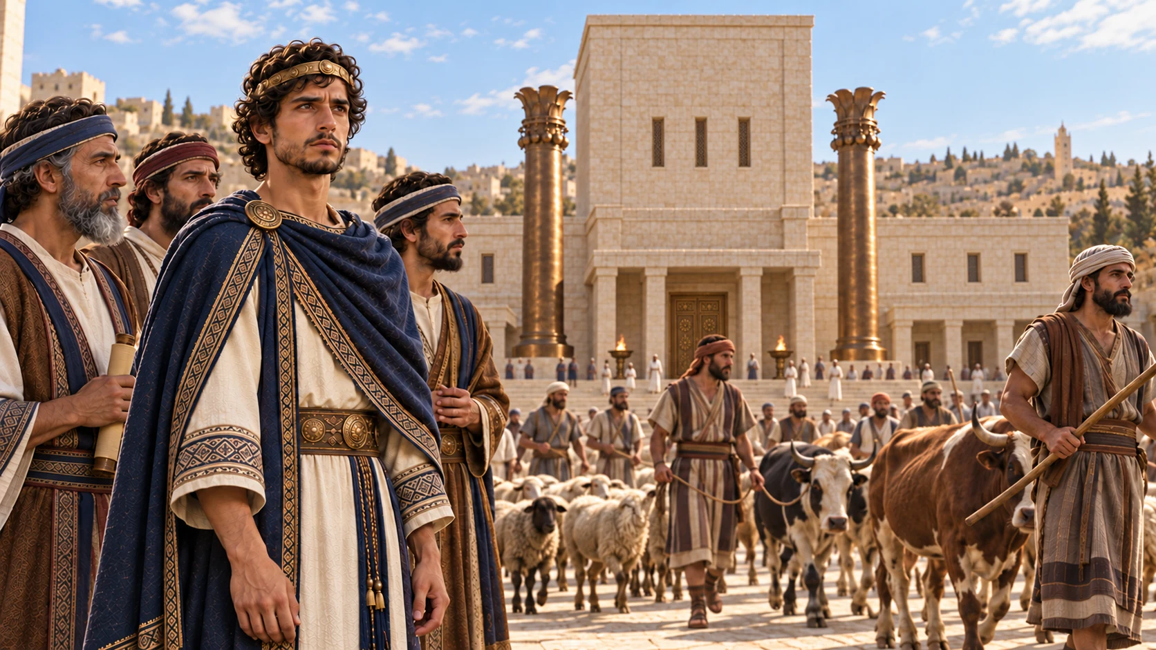 Hezekiah and the officials give abundant cattle and sheep for the assembly.
