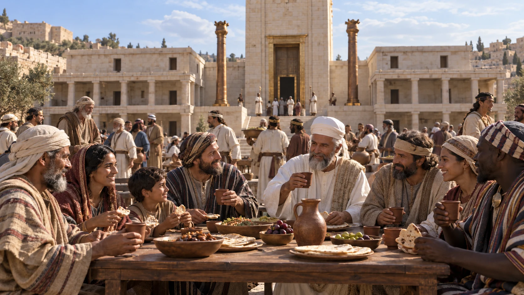 Judah, visiting Israel, and the sojourners rejoice together.