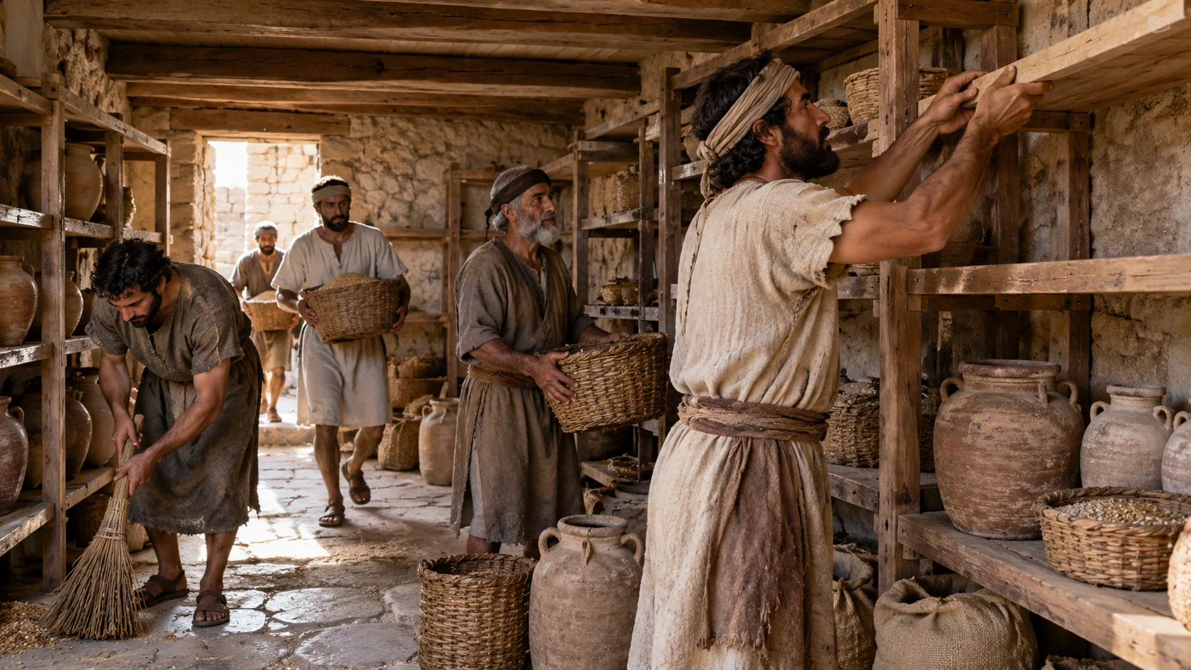 Hezekiah orders storage chambers prepared in the house of Yahweh.