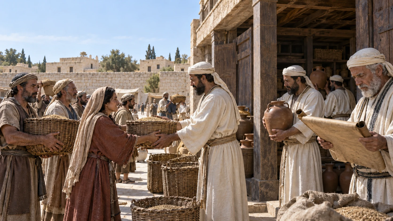 Jerusalem gives the priests and Levites their portion so they can study the Law.