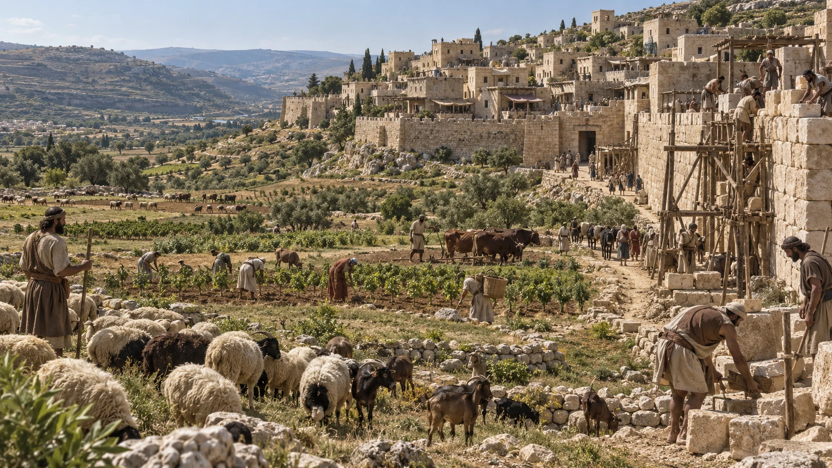 Hezekiah acquires cities and abundant flocks and herds.