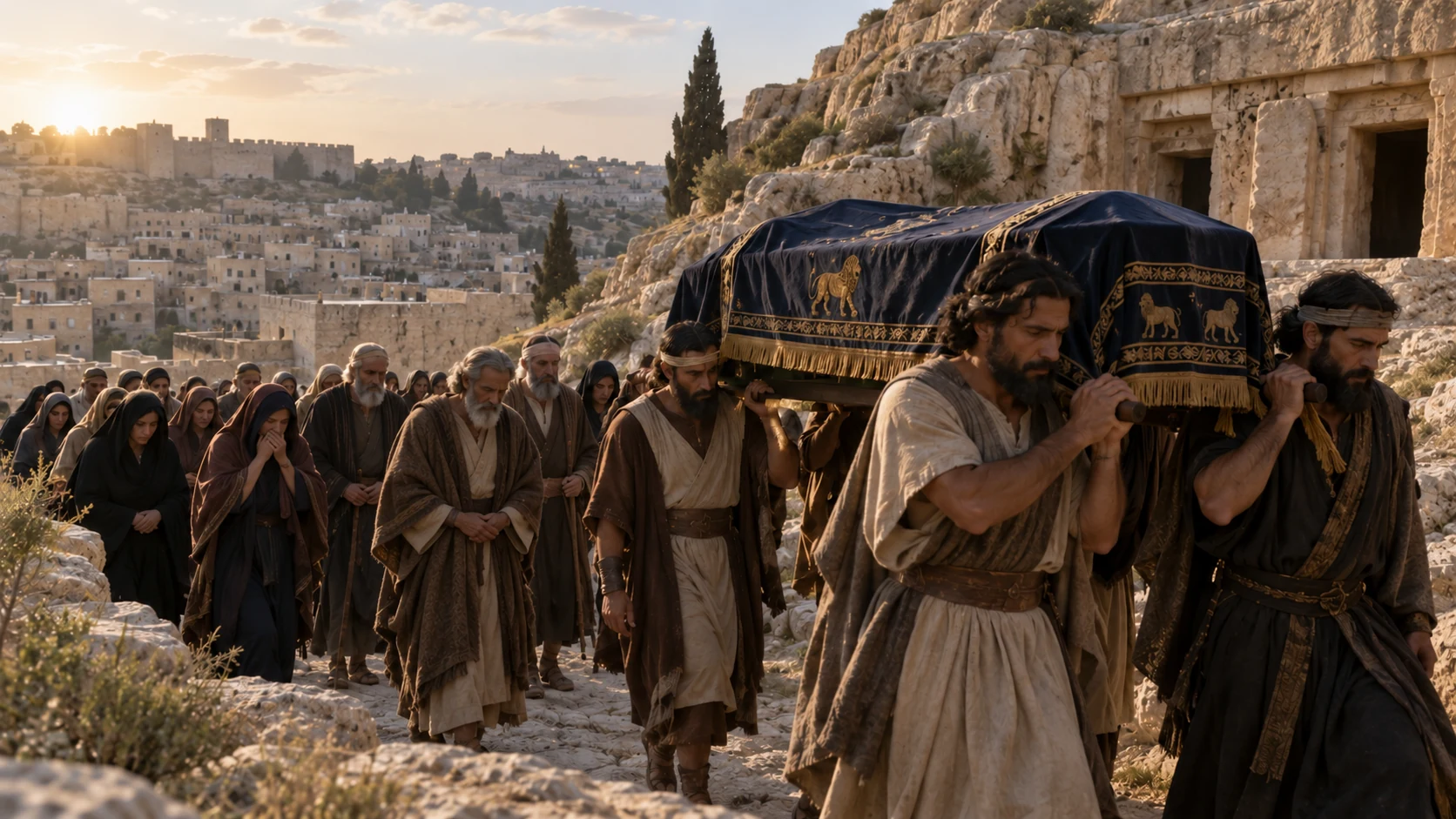 Judah honors Hezekiah as he is buried among David’s royal tombs.