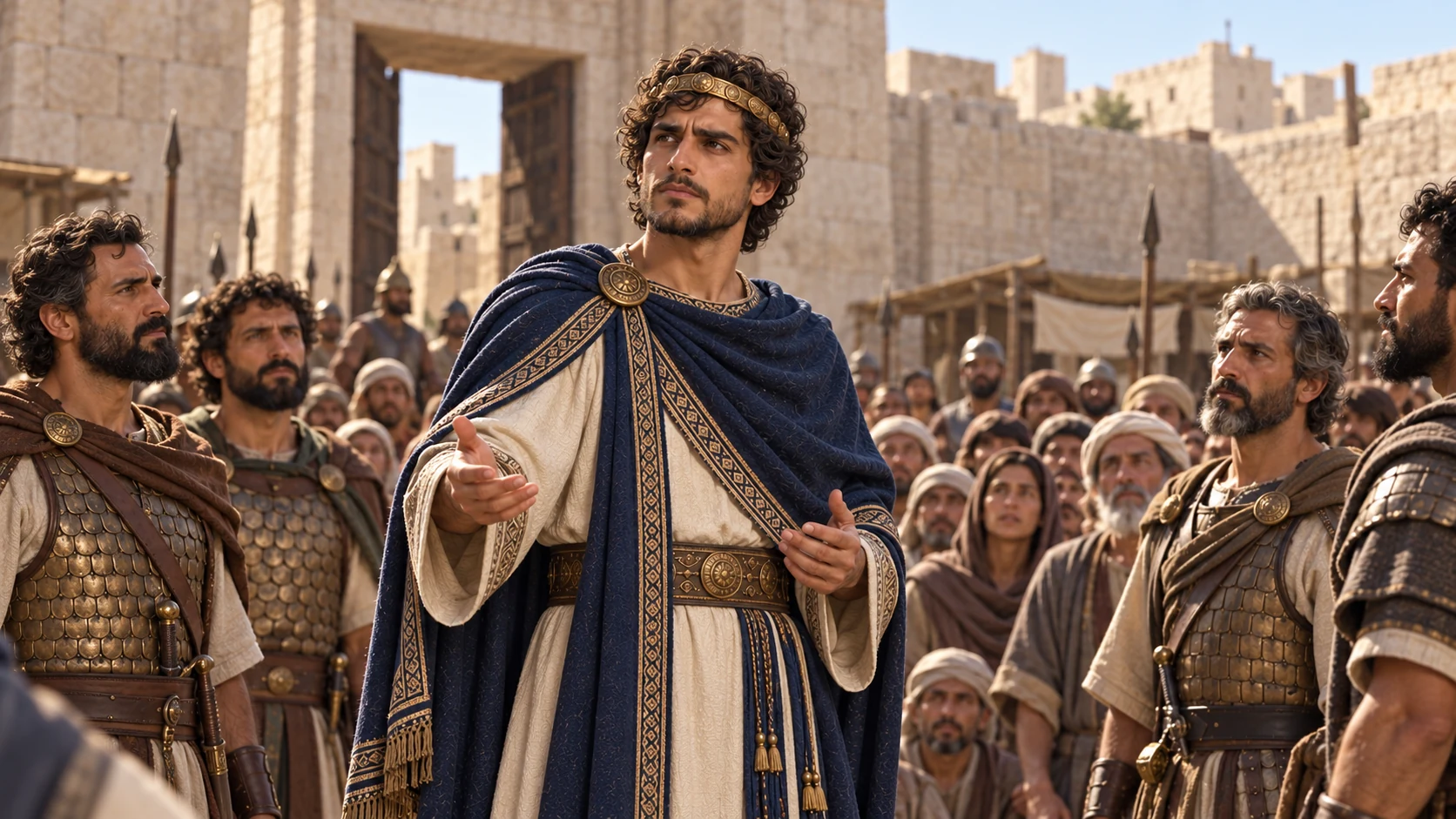 Hezekiah appoints commanders and gathers the people at the city gate.