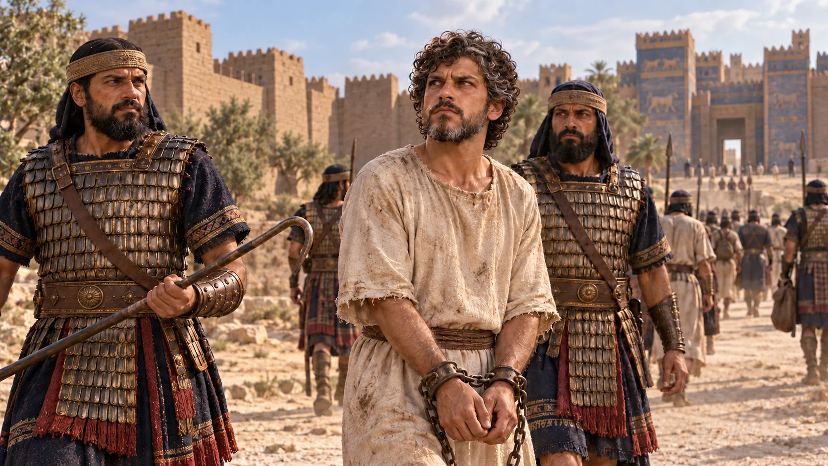 Assyrian commanders bind Manasseh and take him captive.