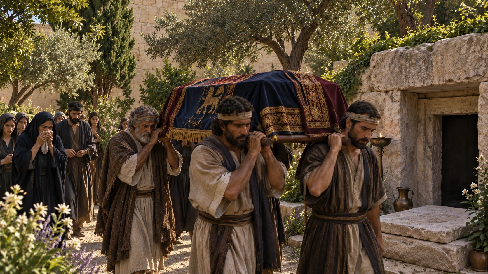Manasseh is buried at his house, and twenty-two-year-old Amon succeeds him.