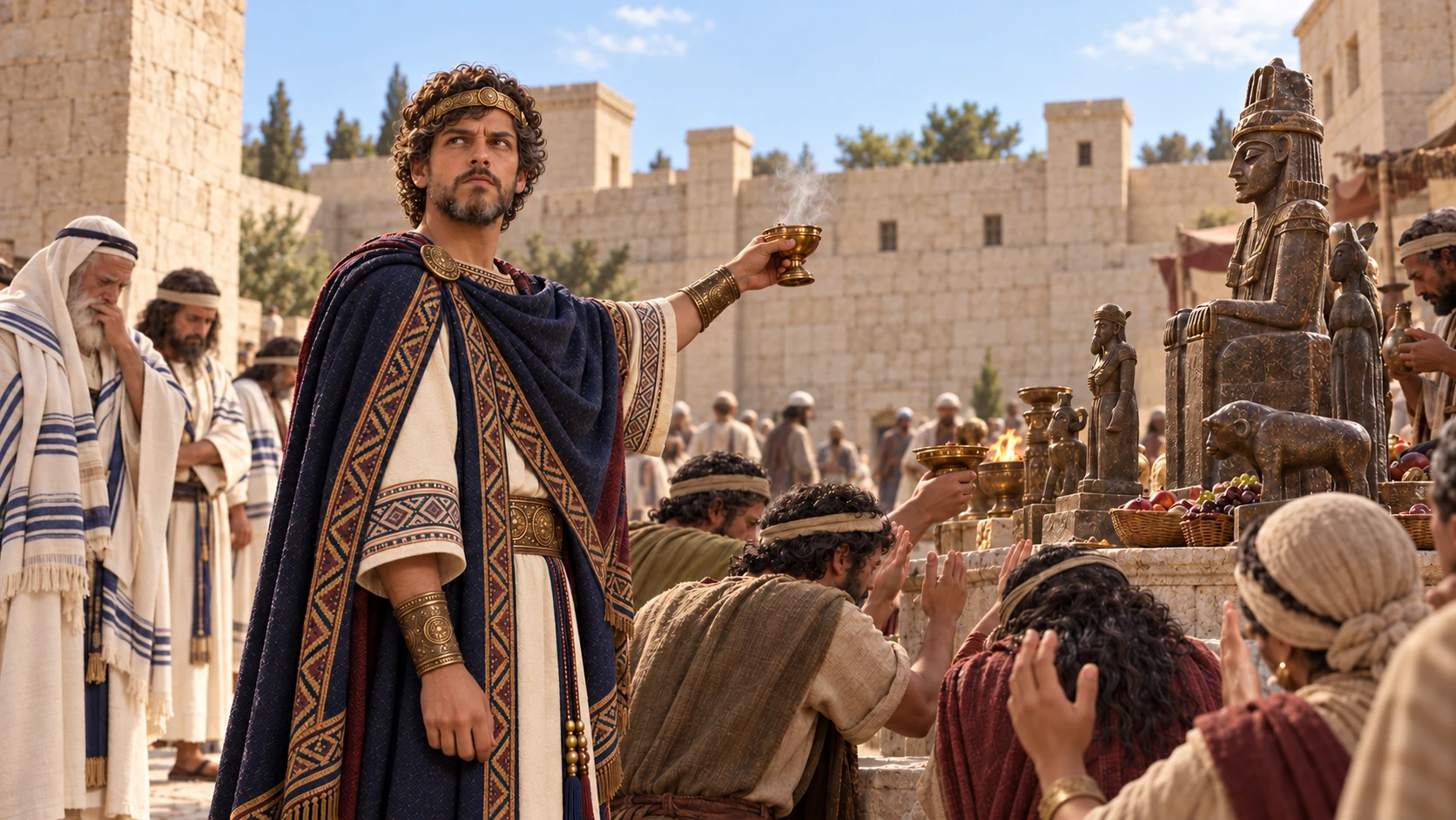 Manasseh leads Jerusalem and Judah into greater evil.