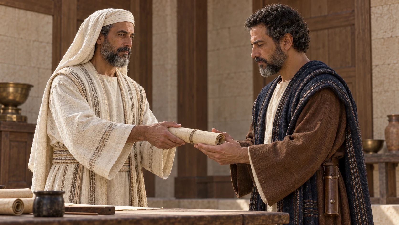 Hilkiah entrusts the newly found Law document to Shaphan.