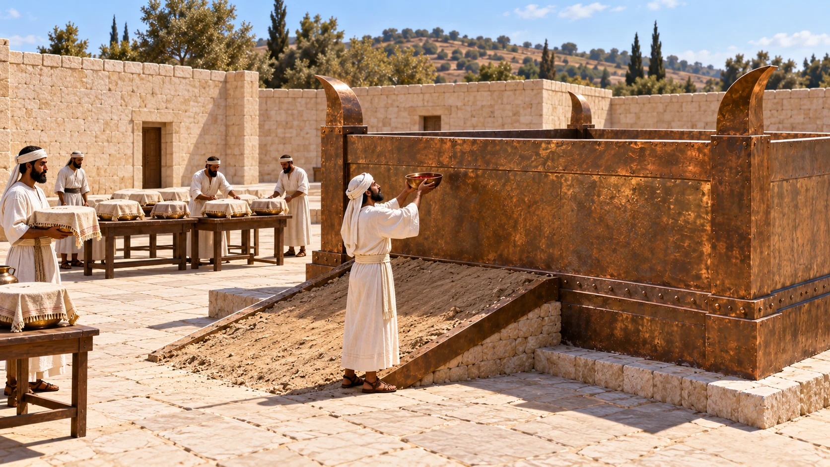 Priests and Levites carry out the Passover offering duties.