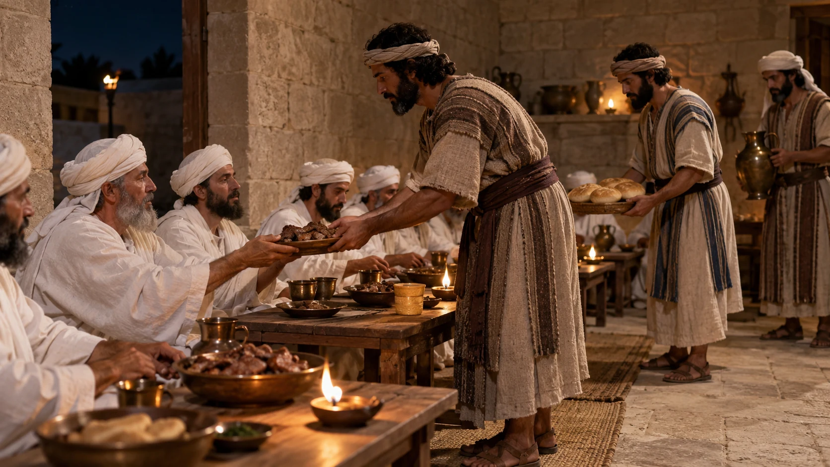 Levites prepare food for themselves and the priests after long service.