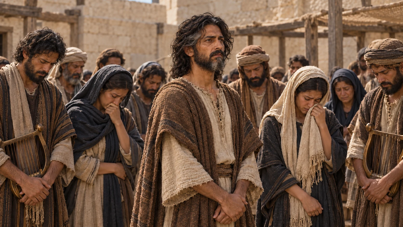 Jeremiah, male singers, and female singers lament Josiah.