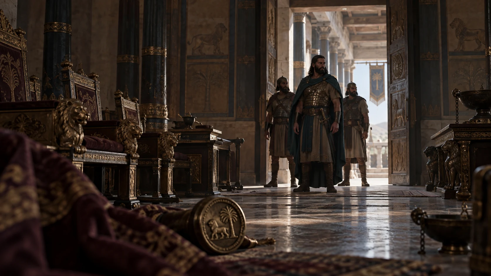 The emptied rooms of Ahab’s court in Jezreel convey Jehu’s elimination of its remaining circle.