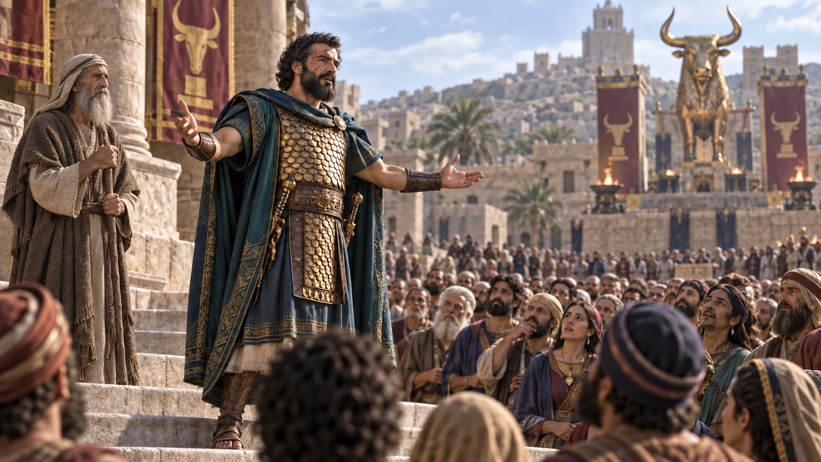 Before a large assembly, Jehu declares that he will serve Baal more than Ahab did.