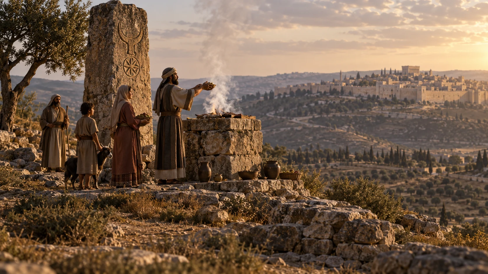 Ordinary worshipers offer incense on a ridge shrine above Judah's villages, the place intact and Jerusalem distant.