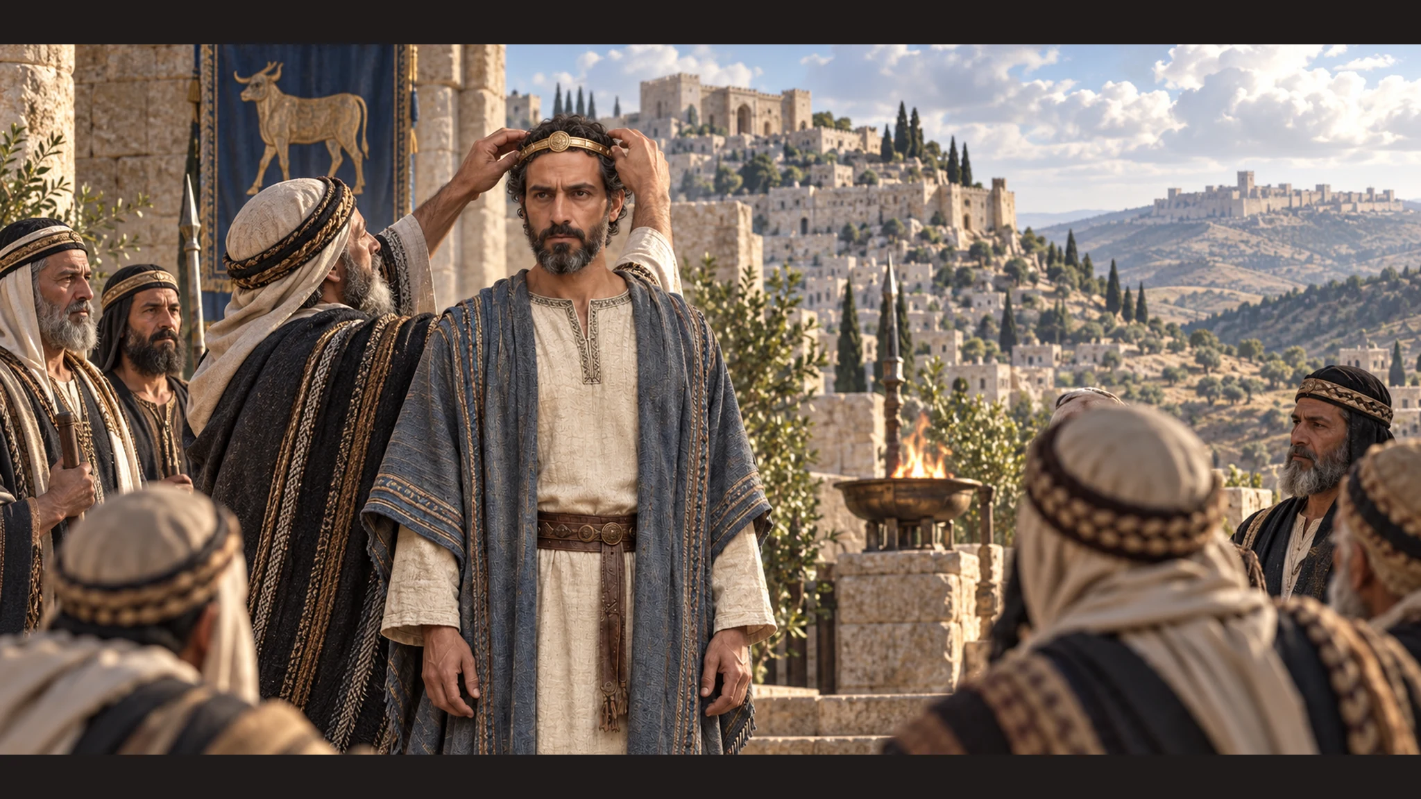 Hoshea, continuous with chapter 15, receives Israel's circlet in Samaria while Judah's court is distant and separate.