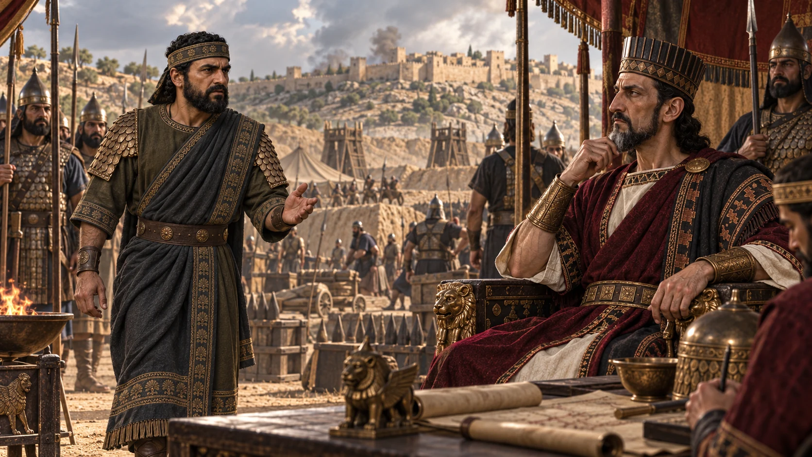 Rabshakeh returns to Sennacherib’s field headquarters near Libnah, distinct from the earlier Lachish setting.