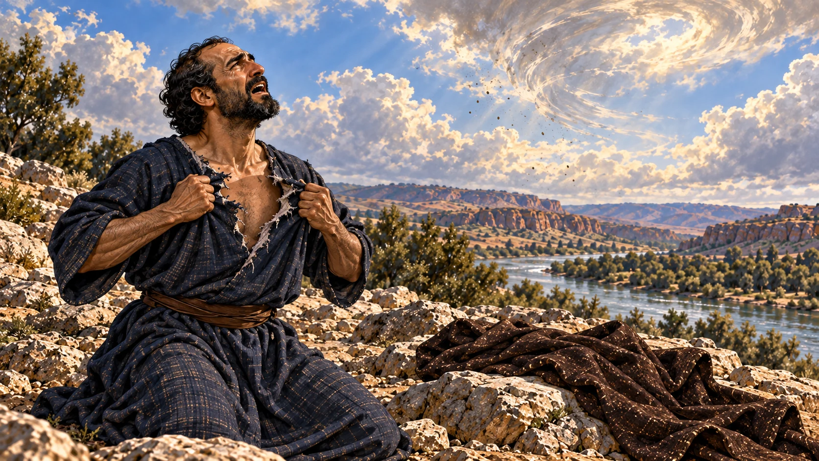Elisha witnesses the vanishing and tears his own garments; no second Elijah on the ground.