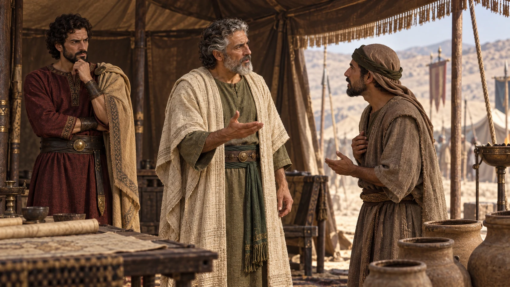 Servant answers Jehoshaphat while Jehoram waits; Elisha is not yet in this scene.
