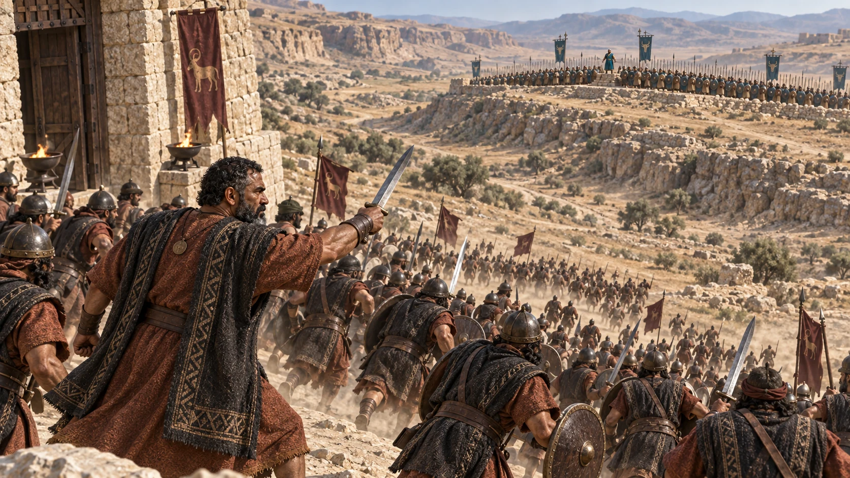 Mesha's armed group presses toward the Edomite position and fails; no invented duel.