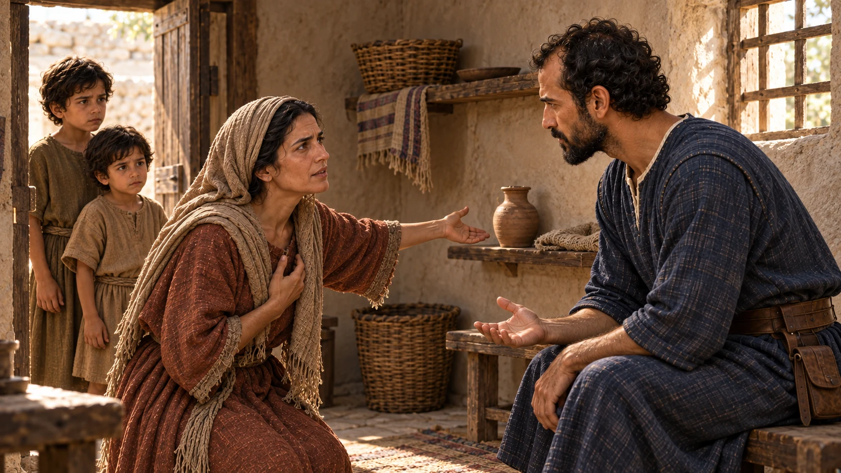 Elisha asks what remains in the house; the widow has one small jar of oil.
