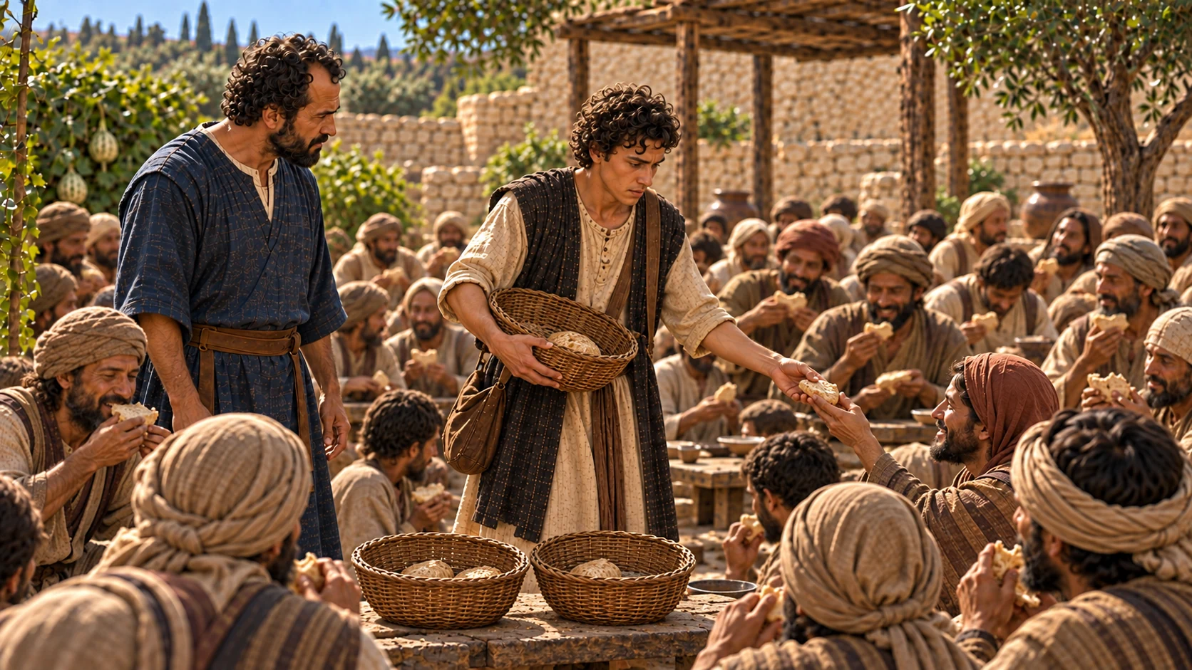 The people eat and there is food remaining.