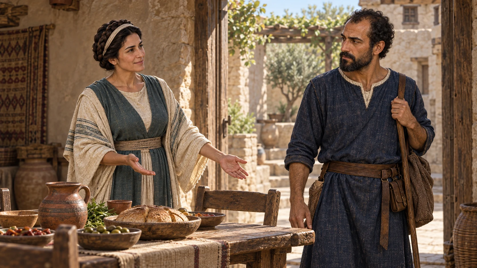 A well-to-do woman in Shunem urges Elisha to share a meal.
