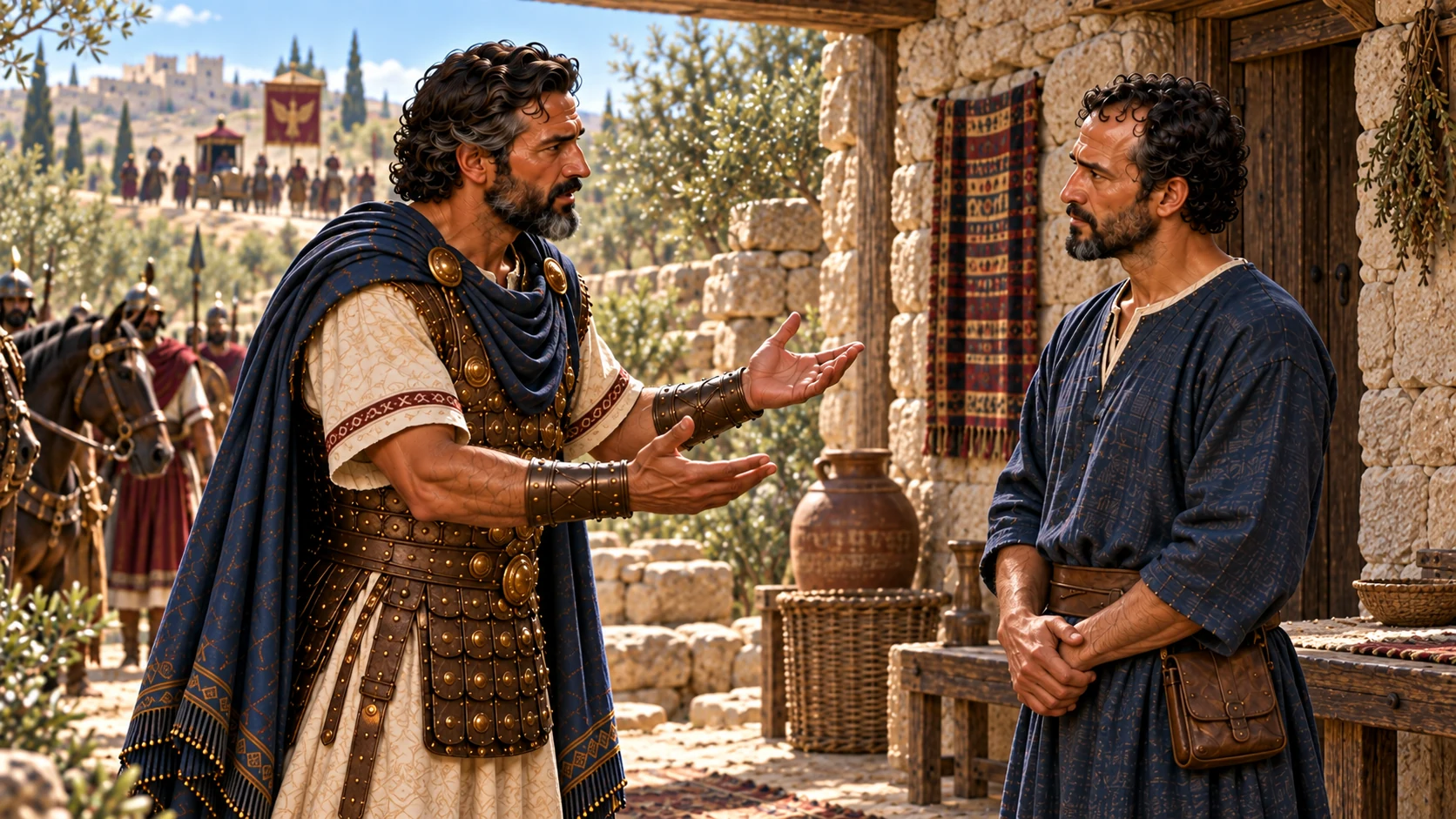 Naaman explains his concern about supporting his king in the house of Rimmon.