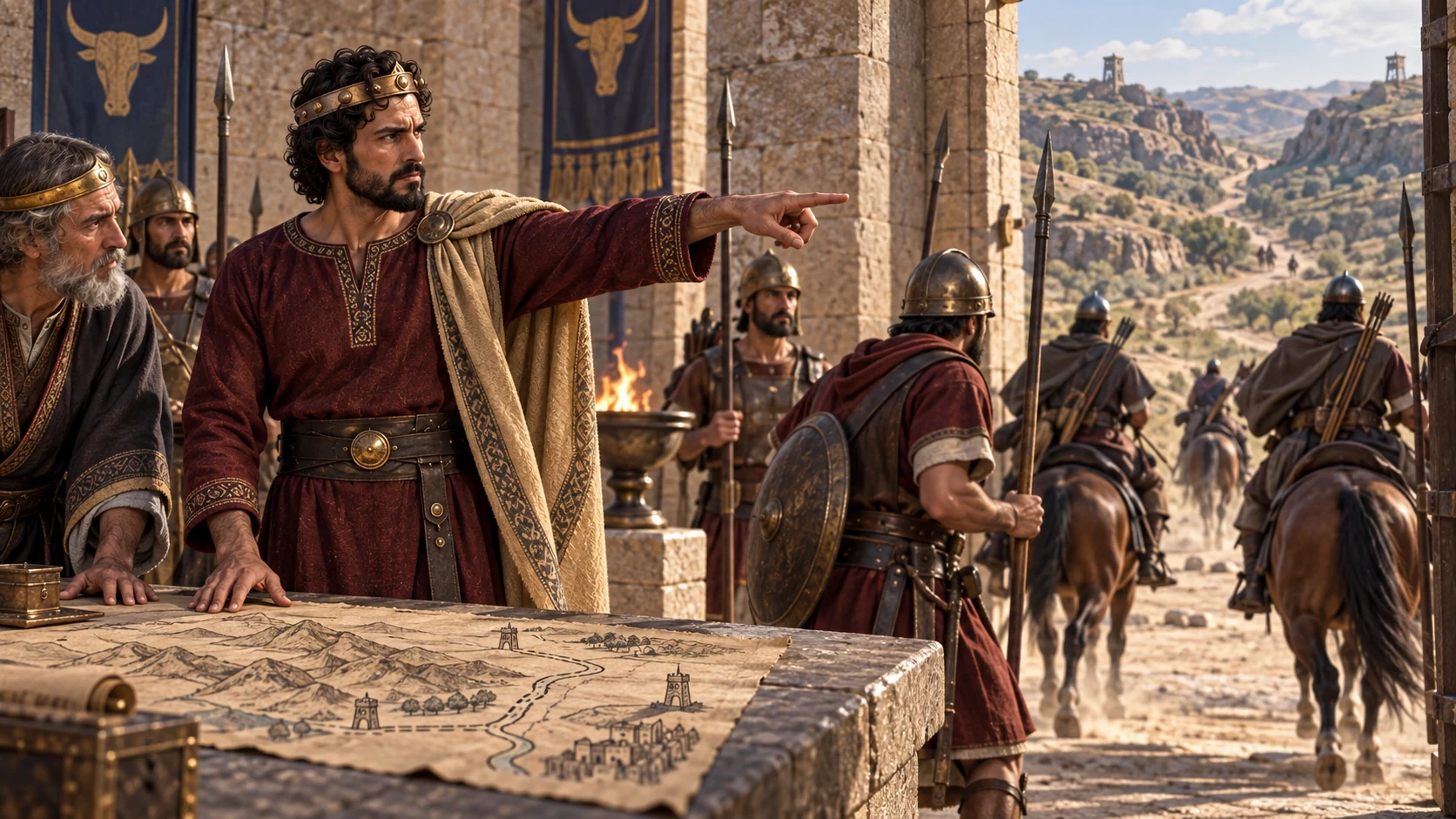 The king of Israel sends scouts and guards to the warned route, repeating this care more than once.