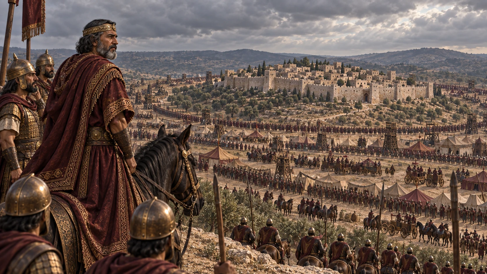 Later Ben-hadad gathers the Aramean army and surrounds Samaria.