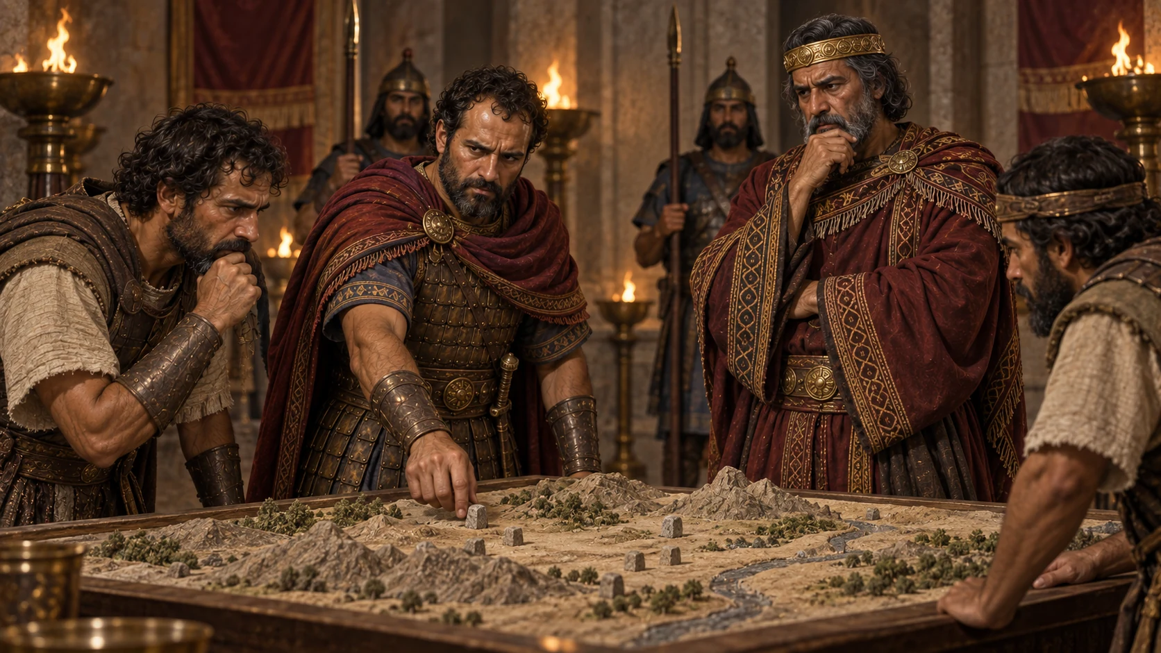 The king of Aram discusses a planned camp with his officers.