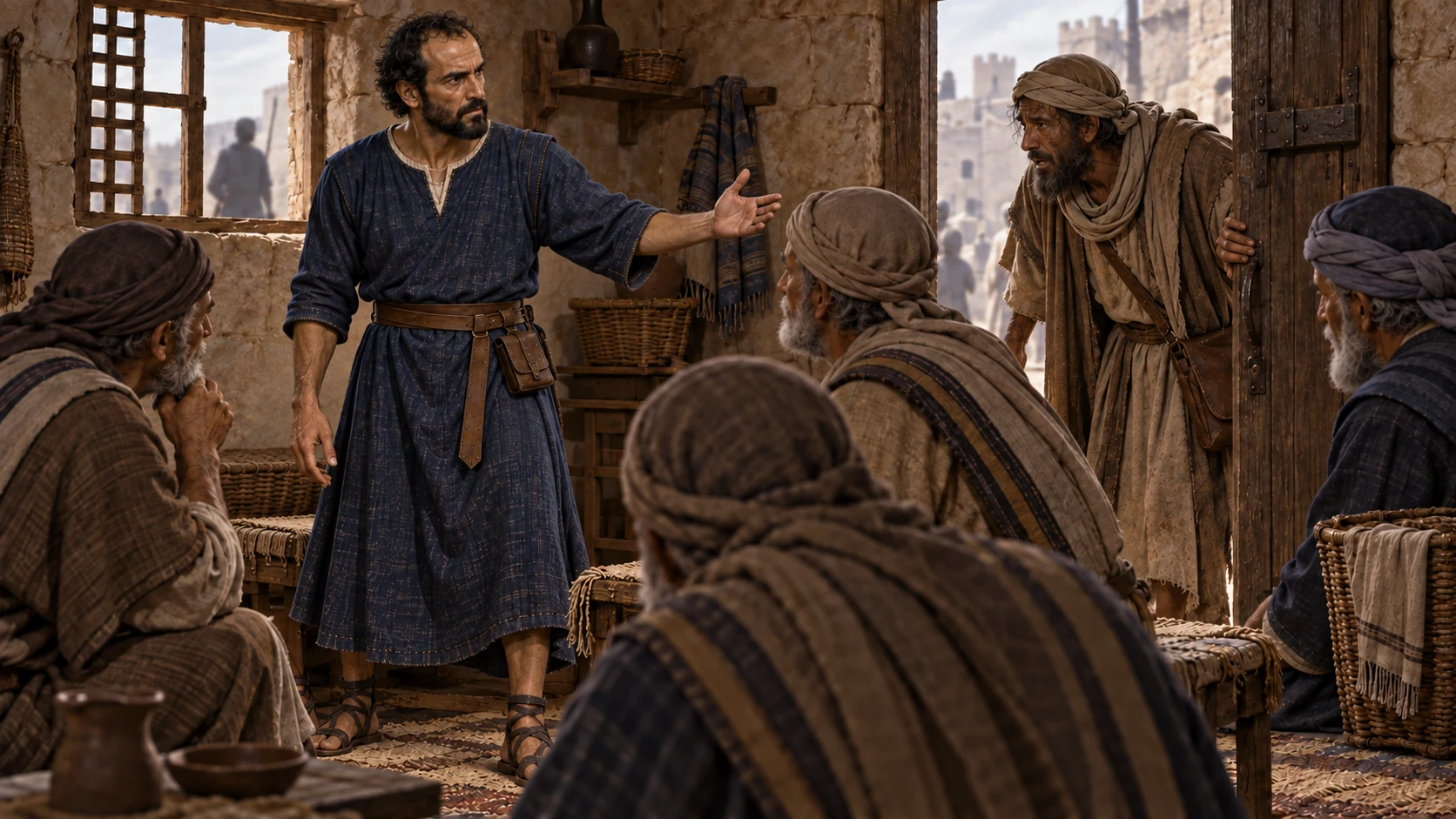 In his modest house, Elisha tells the elders and messenger that flour and barley will be affordable at Samaria’s gate tomorrow.