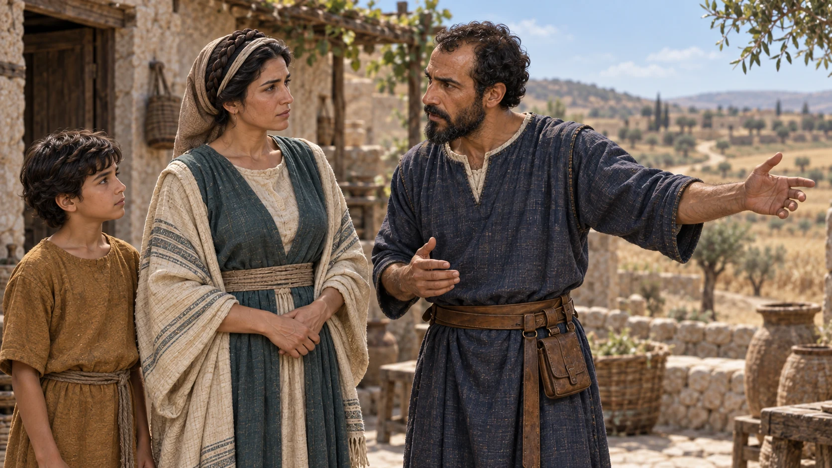 Elisha tells the Shunammite woman to take her household away because a seven-year famine is coming.