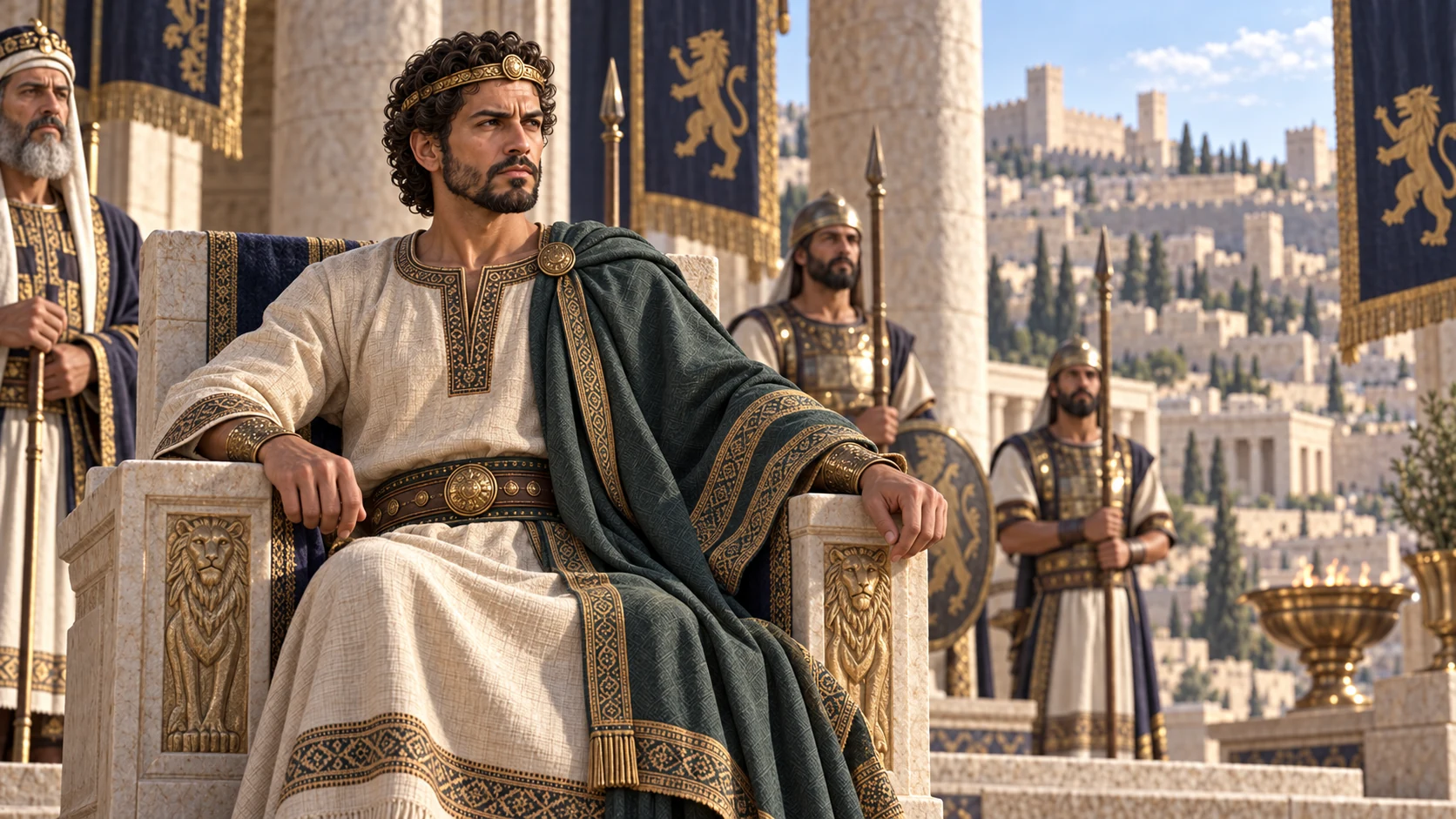 Jehoram of Judah takes the throne at thirty-two and rules in Jerusalem for eight years.